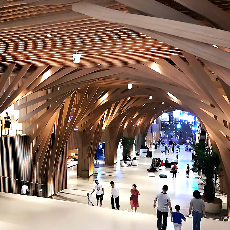 Aluminum baffle ceiling for shopping mall